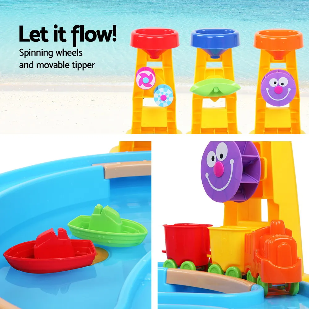 26-Piece Kids Sand & Water Table Set with Umbrella - Keezi