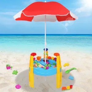 26-Piece Kids Sand & Water Table Set with Umbrella - Keezi