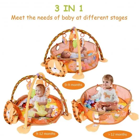 3 in 1 Cartoon Baby Infant Activity Gym Play Mat