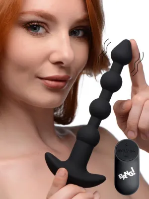 Bang - Vibrating Silicone Anal Beads and Remote Black