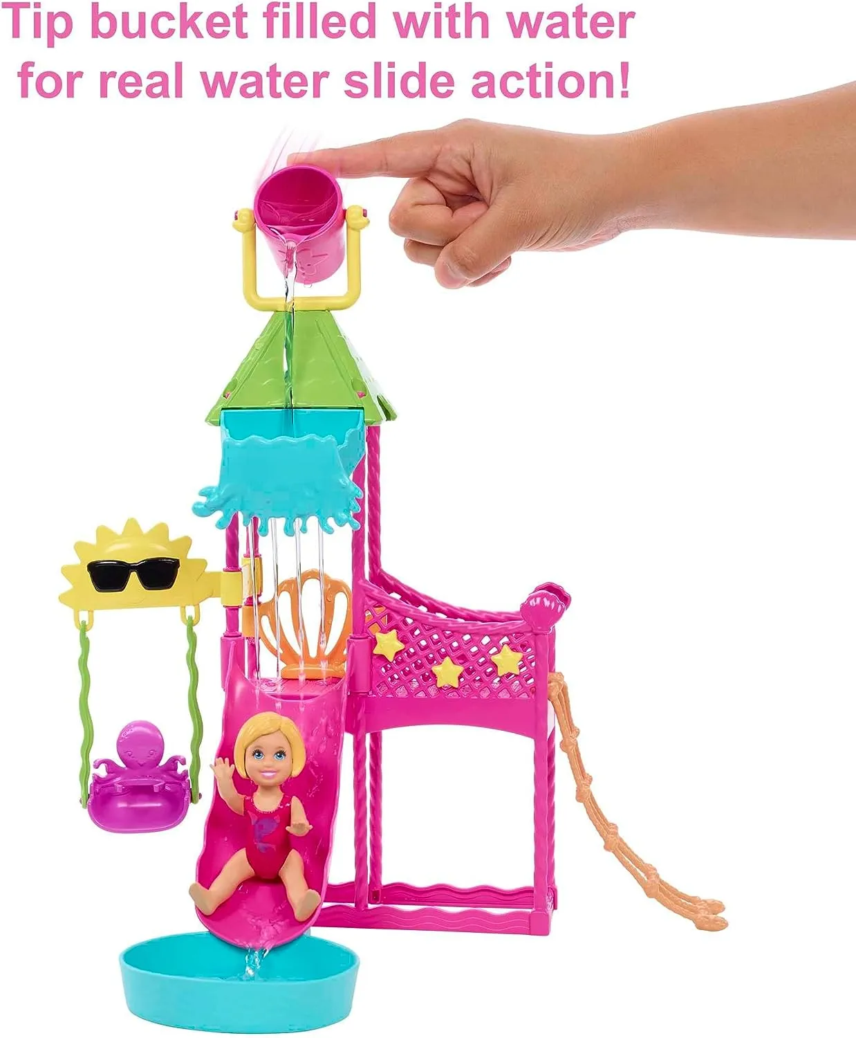 ?Barbie Toys, Skipper Doll and Waterpark Playset with Working Water Slide, Puppy Squirt-Toy