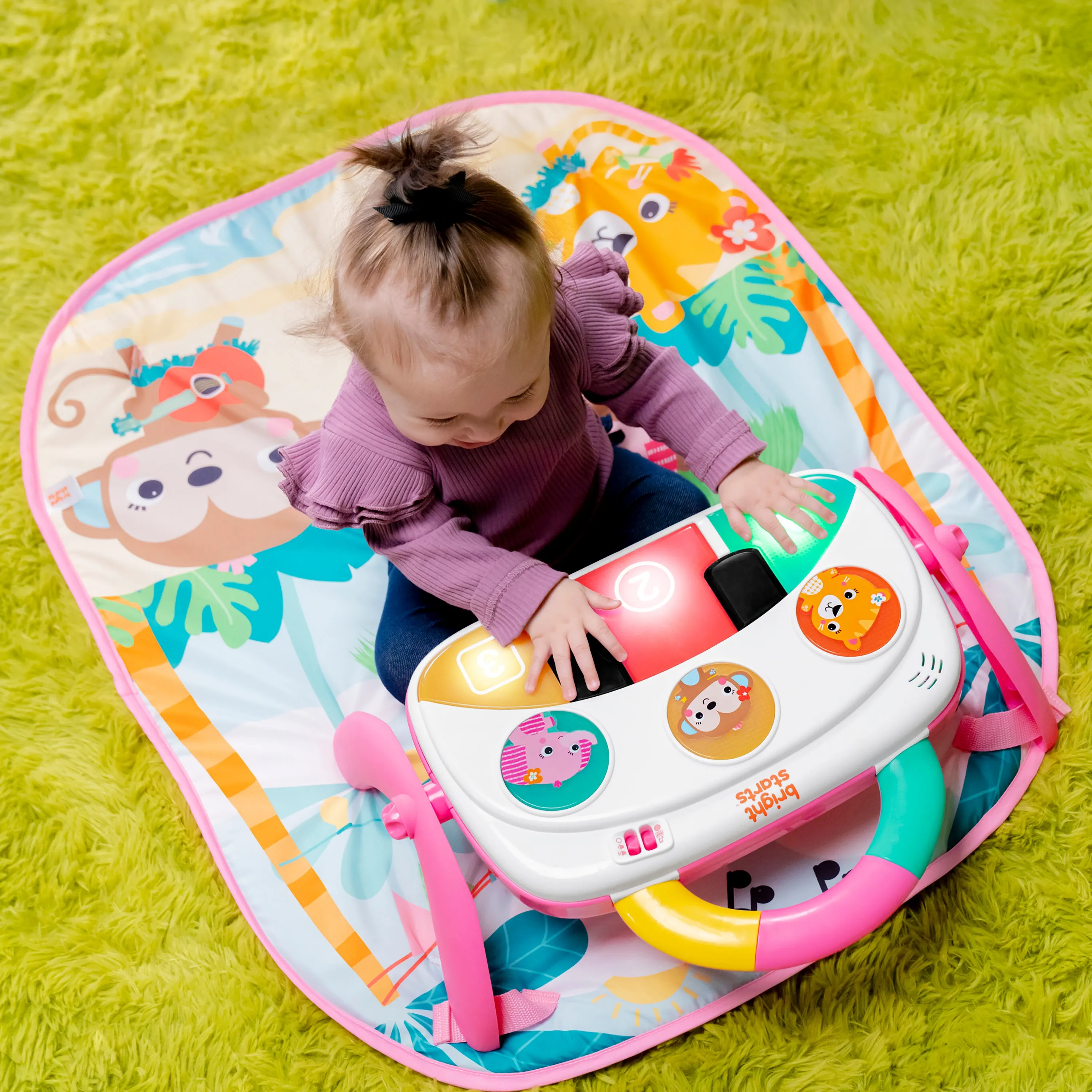 Bright Starts 4-in-1 Groovin Kicks Piano & Drum Baby Play Gym, Floral Fiesta