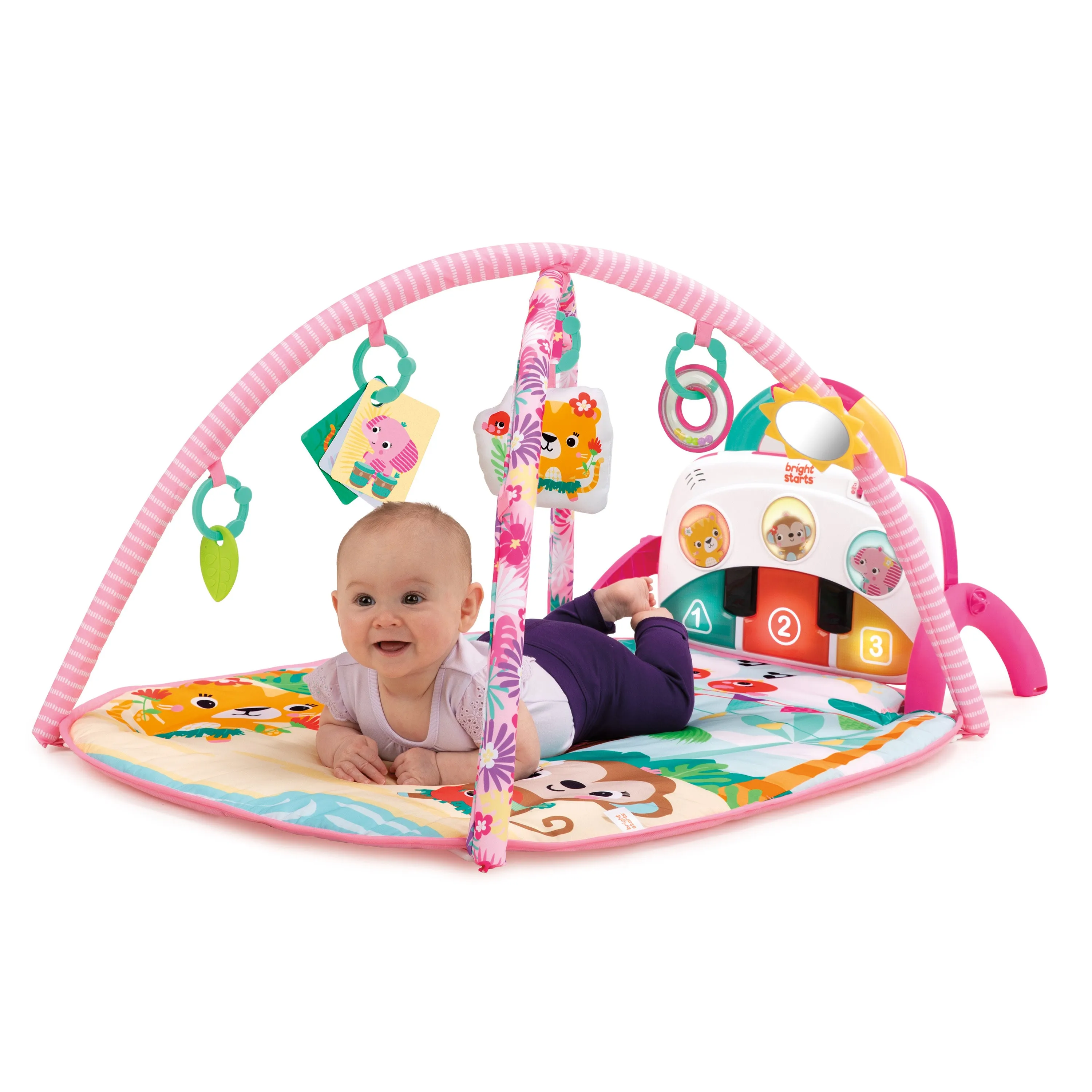 Bright Starts 4-in-1 Groovin Kicks Piano & Drum Baby Play Gym, Floral Fiesta