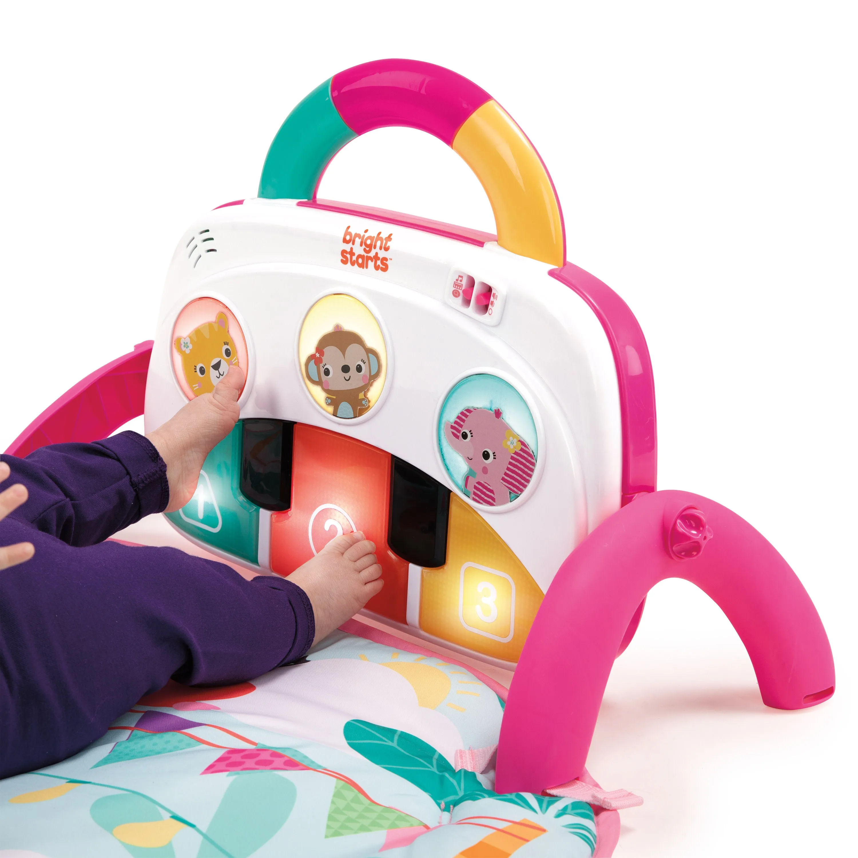 Bright Starts 4-in-1 Groovin Kicks Piano & Drum Baby Play Gym, Floral Fiesta