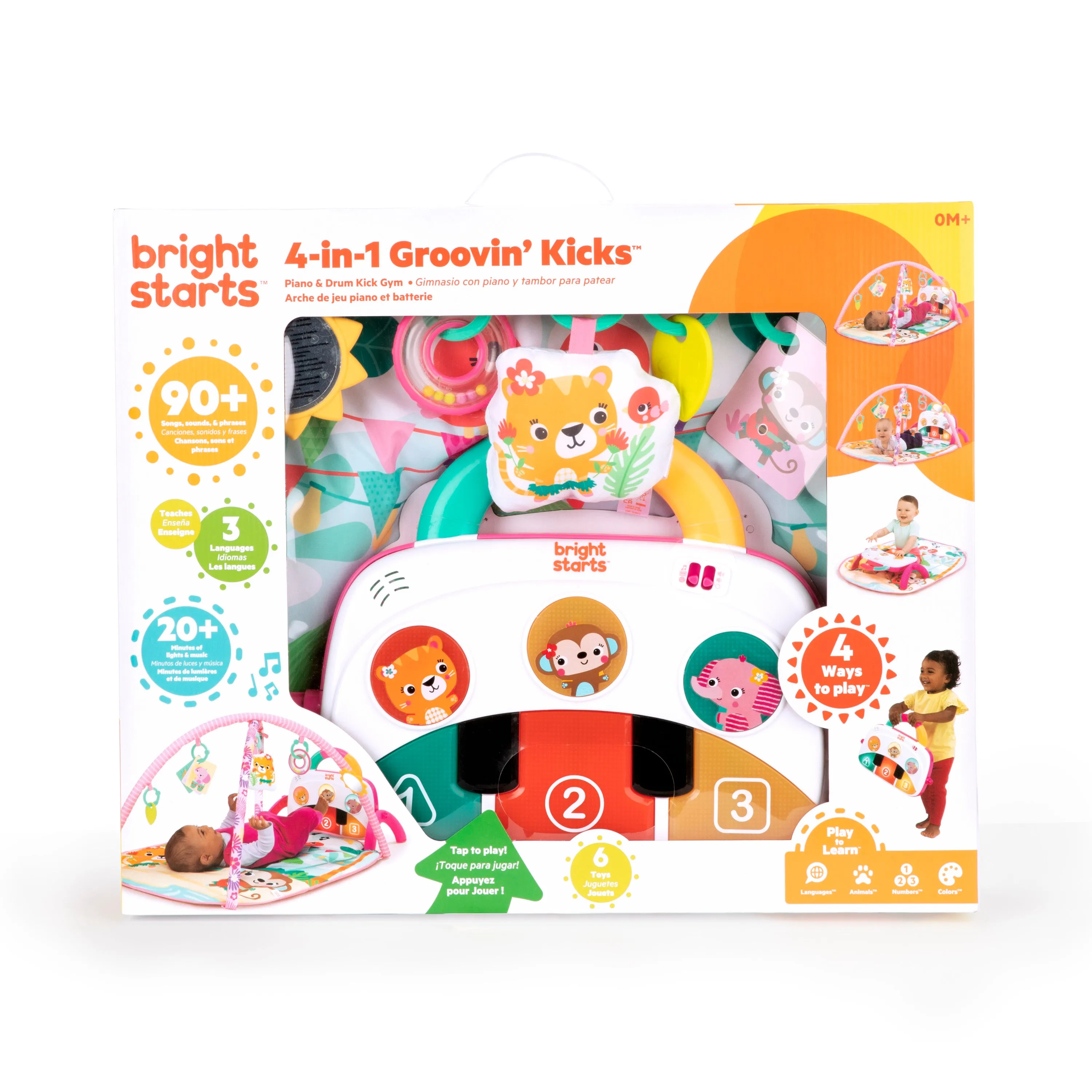 Bright Starts 4-in-1 Groovin Kicks Piano & Drum Baby Play Gym, Floral Fiesta