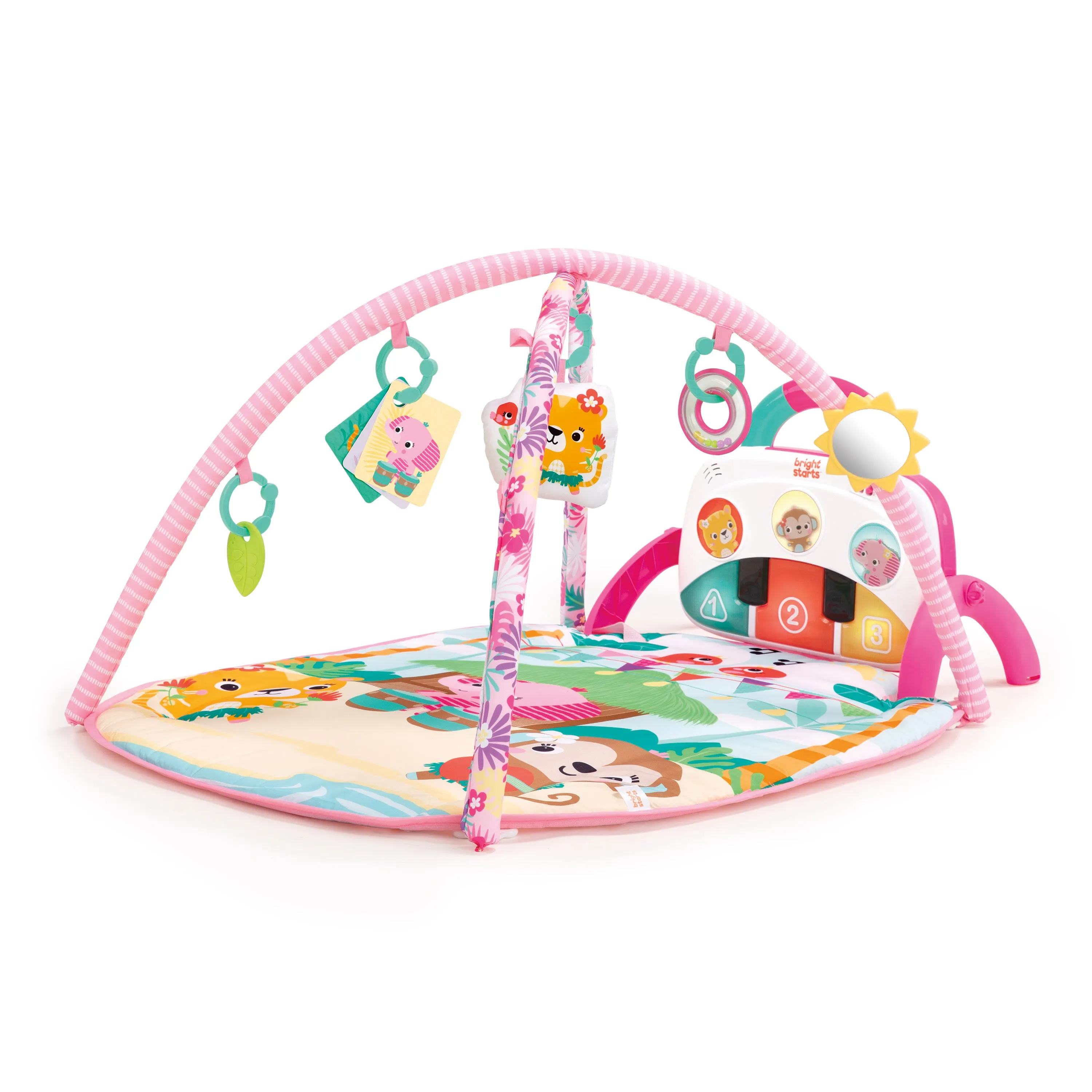 Bright Starts 4-in-1 Groovin Kicks Piano & Drum Baby Play Gym, Floral Fiesta