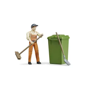 Bruder Garbage Man Action Figure Set with Waste Disposal Tools