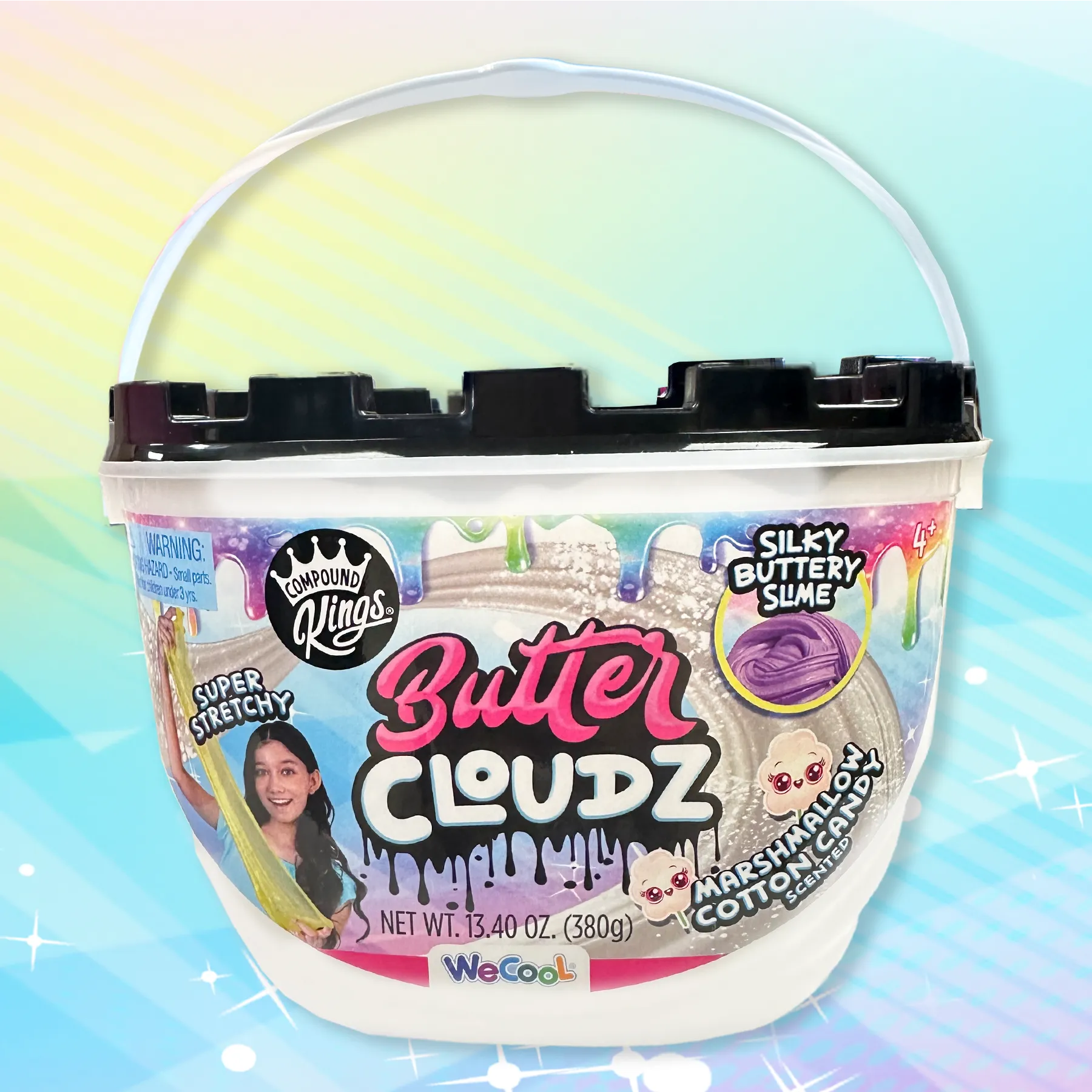 COMPOUND KINGS Fluffy Butter Cloudz Compound Bucket For Girls & Boys | Sensory Toys | Non-Toxic & Non-Sticky | Stress Relieving Tactile | (White Marshmallow)