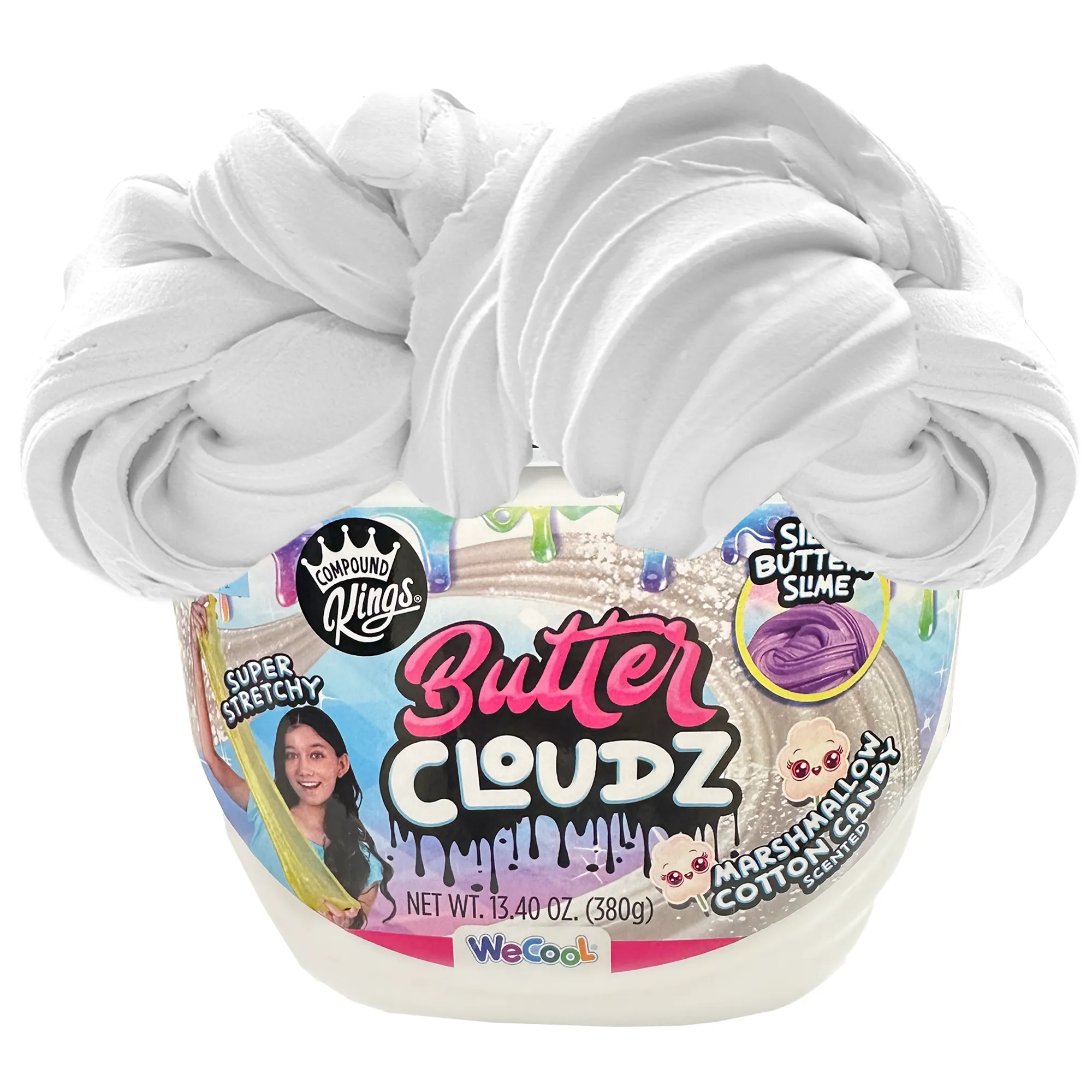 COMPOUND KINGS Fluffy Butter Cloudz Compound Bucket For Girls & Boys | Sensory Toys | Non-Toxic & Non-Sticky | Stress Relieving Tactile | (White Marshmallow)