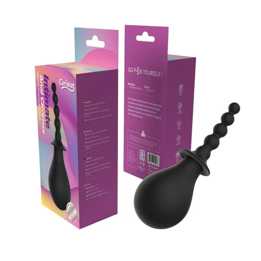 Curious Intimate Anal Cleanser Silicone Douche & Enema Black