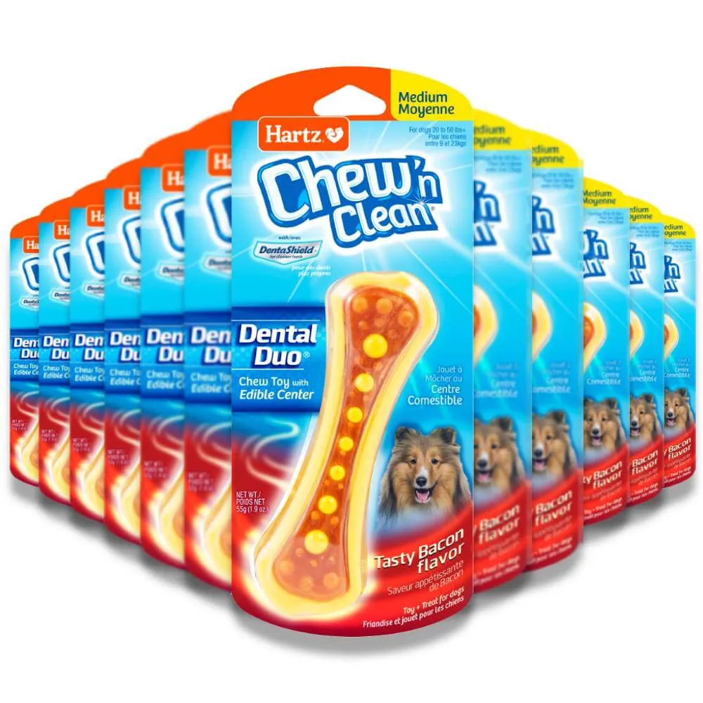 Hartz Chew 'n Clean - Dental Duo Dog Toy, Medium, Color May Vary - 48 Pack