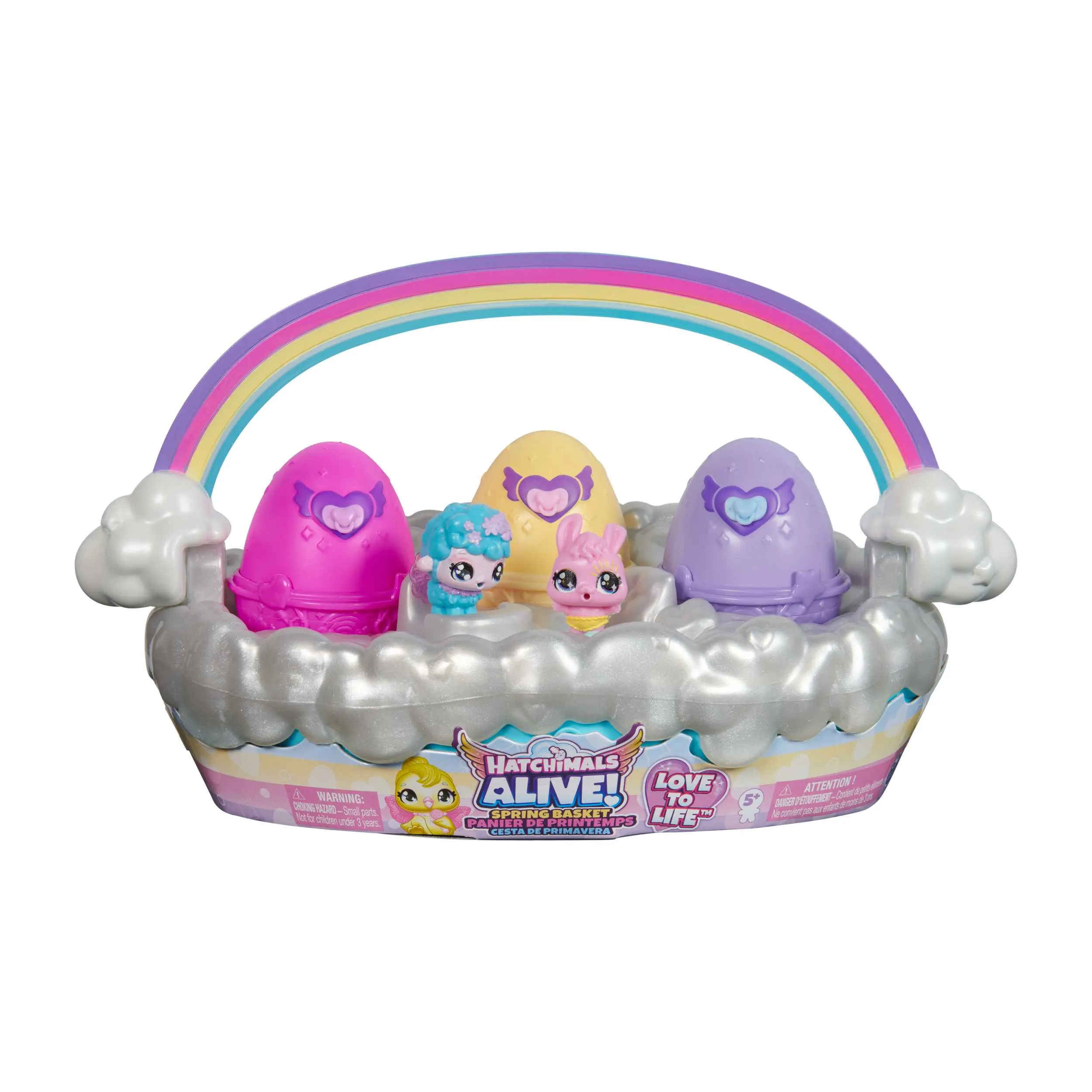 Hatchimals Alive, Spring Basket with 6 Mini Figures, 3 Self-Hatching Eggs