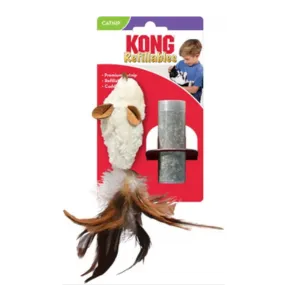 KONG Cat Refillables Feather Mouse White Catnip Cat Toy