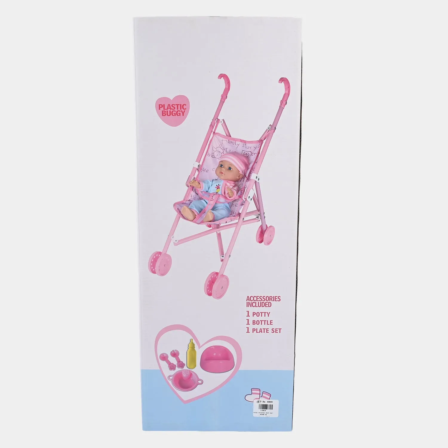 Metal Stroller Doll Set - Pink