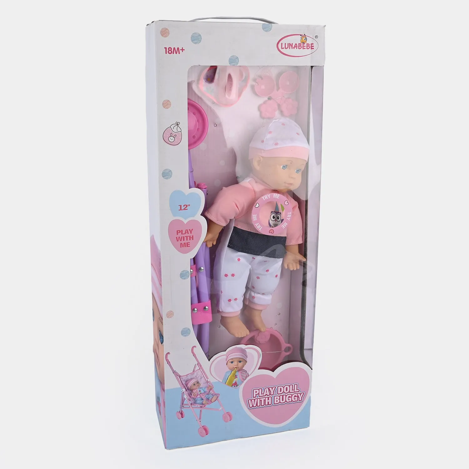 Metal Stroller Doll Set - Pink