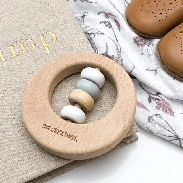 Premium Beech Wood Rattle Teether - DISC