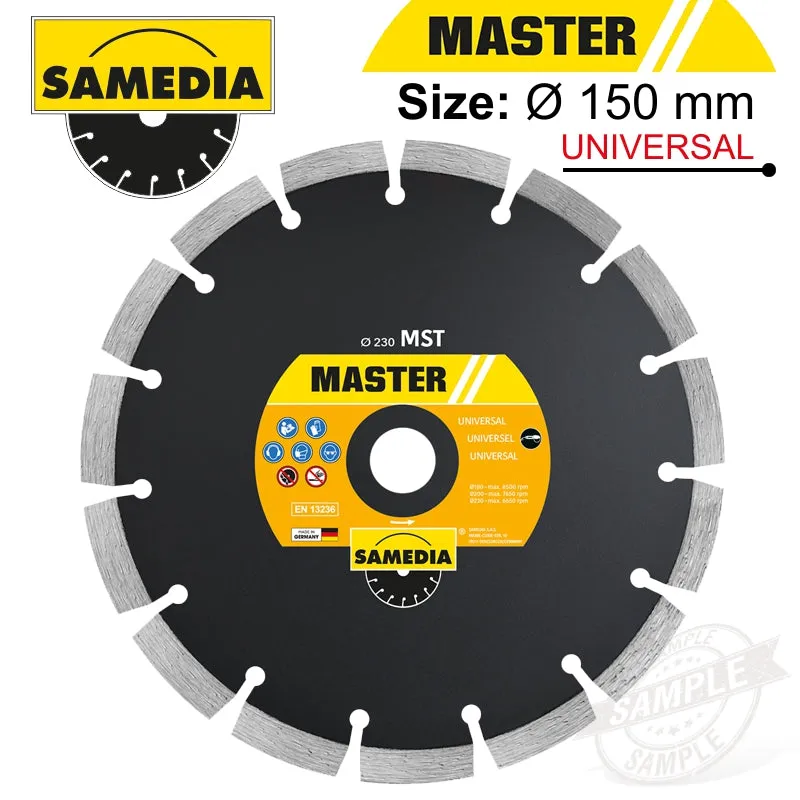 SAMEDIA DIAMOND BLADE 150MM X 22.23 SEGMENTED IND MULTI PURPOSE MASTER MST SAM310045